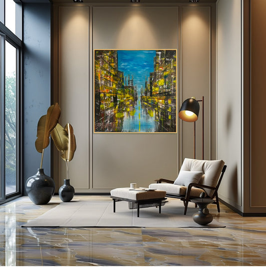 Urban Lights – Original Acrylic Painting (100×100 cm)
