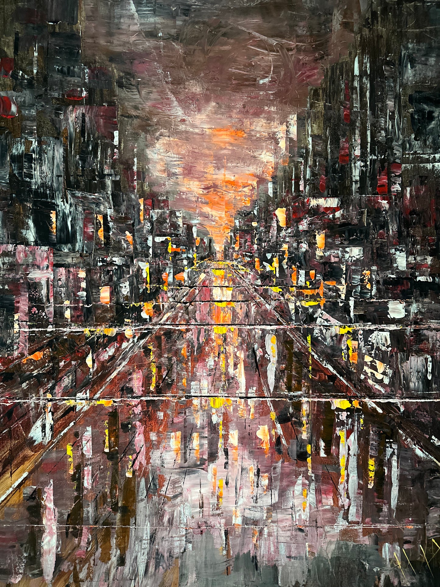 City Reflections – Original Acrylic Painting (80×100 cm)
