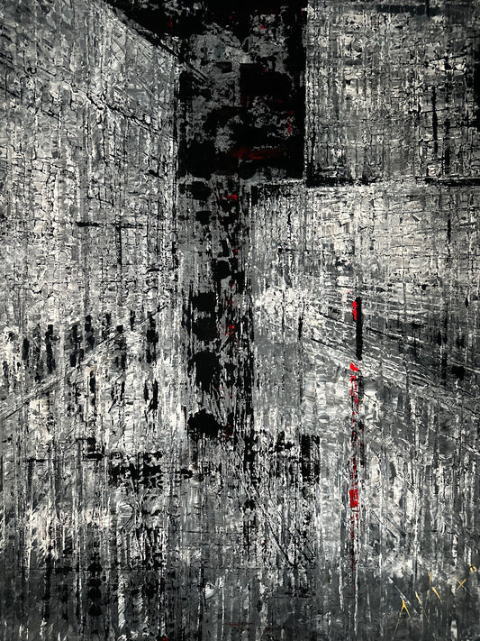 Crossing the Red Light (80×100 cm)
